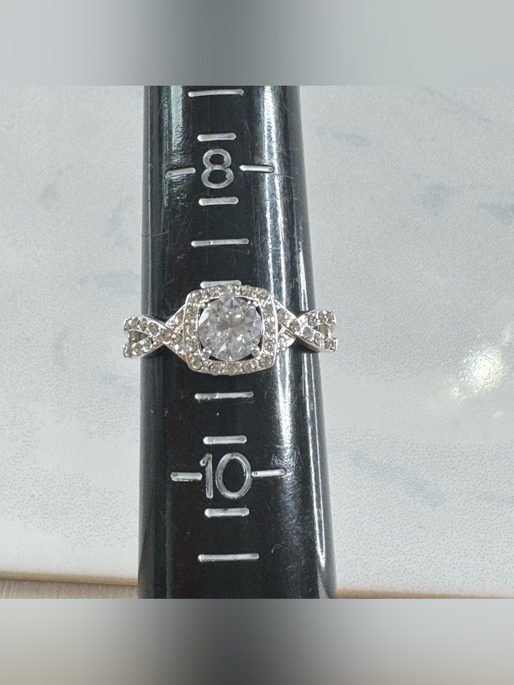 Round Cut Cushion Halo Twisted Shank Engagement Ring - Size 9